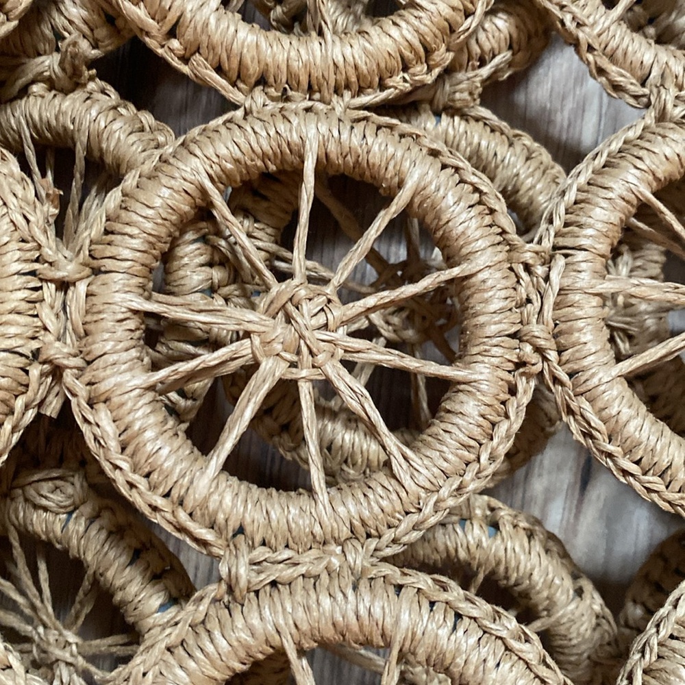 Straw Wheel Shaped Handbag with Bamboo Handles - Picture 5 of 16
